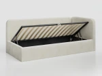 Canapea de o persoană tapițată 90x200 cu ladă de depozitare și somieră Leo, bej Bluvel 22