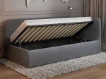 Canapea de o persoană tapițată 90x200 cu ladă de depozitare și somieră Leo, gri Colet 17