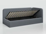 Canapea de o persoană tapițată 90x200 cu ladă de depozitare și somieră Leo, gri Colet 17