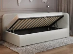 Canapea de o persoană tapițată 90x200 cu ladă de depozitare și somieră Leo, bej Colet 24
