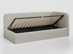 Canapea de o persoană tapițată 90x200 cu ladă de depozitare și somieră Leo, bej Colet 24