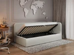 Canapea de o persoană tapițată 90x200 cu ladă de depozitare și somieră Leo, bej Colet 24
