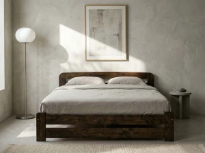 Pat din lemn 180x200 cu somieră Lidia nuc