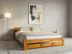 Pat din lemn 140x200 cu somieră Lidia stejar