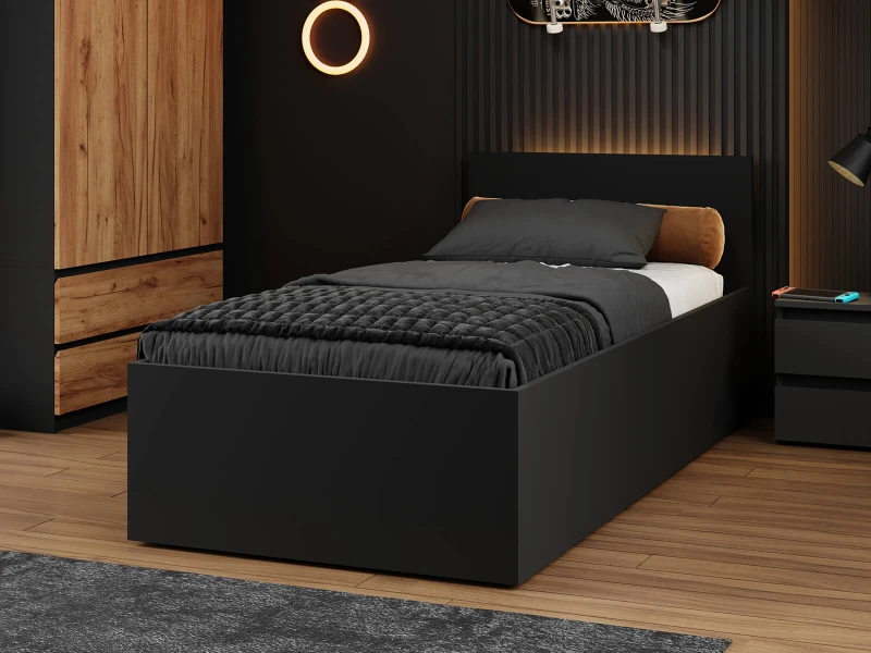 Pat 90x200 cu cadru de ridicare pe cadru metalic DM1, negru