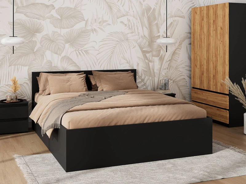 Pat 160x200 cu cadru de ridicare pe cadru metalic DM1, negru