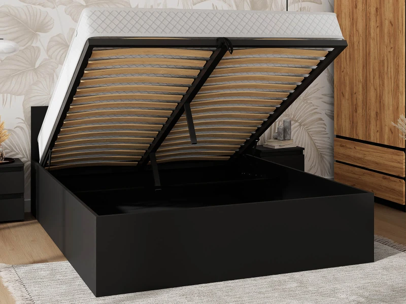 Pat 180x200 cu cadru de ridicare pe cadru metalic DM1, negru