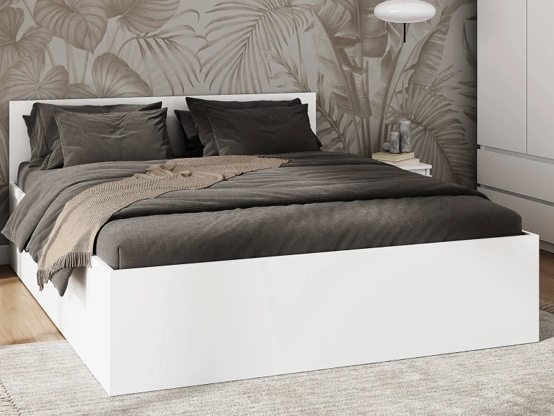 Pat 160x200 cu cadru de ridicare pe cadru metalic DM1, alb