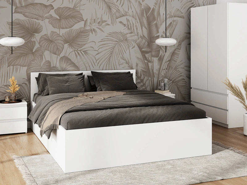Pat 160x200 cu cadru de ridicare pe cadru metalic DM1, alb