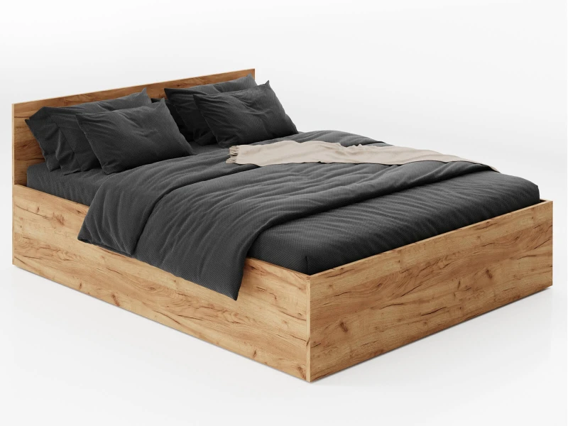 Pat 120x200 cu cadru de ridicare pe cadru metalic DM1, stejar craft