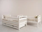 Pat supraetajat din lemn pentru 3 persoane 90x200 cu sertare P3S alb