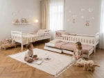 Pat supraetajat din lemn pentru 3 persoane 90x200 cu sertare P3S alb