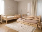 Pat supraetajat din lemn pentru 3 persoane 90x200 cu sertare P3S pin