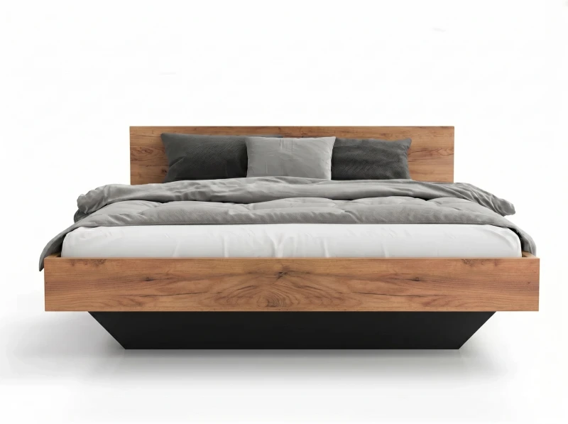 Pat de levitare 120x200 din placa de mobilier DM2 stejar craft + negru