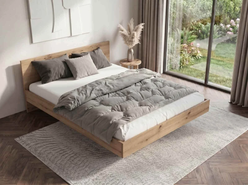 Pat de levitare 120x200 din placa de mobilier DM2 stejar artisan