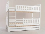 Pat supraetajat din lemn pentru 3 persoane 90x200 cu sertare P3S alb