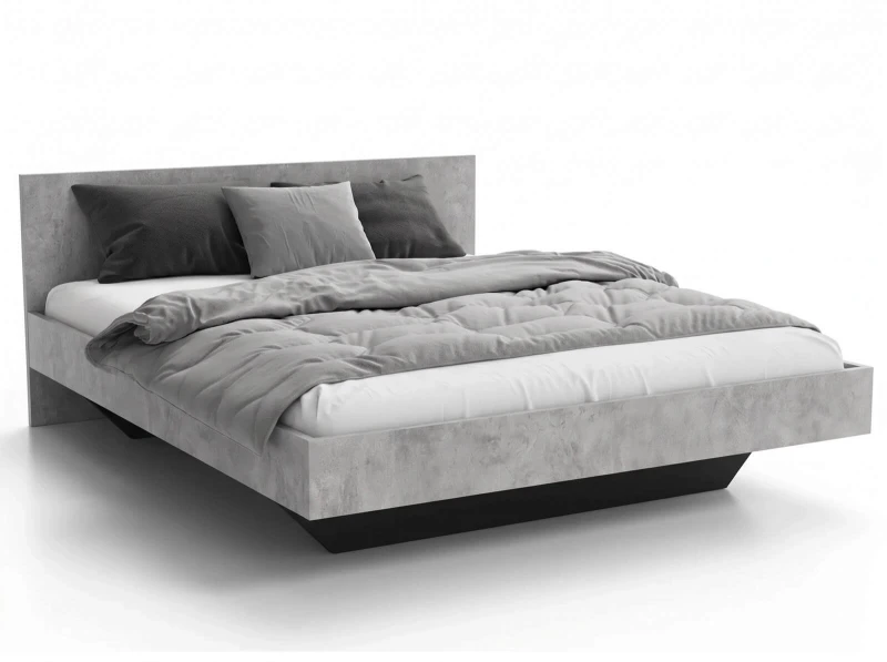 Pat de levitare 160x200 din placa de mobilier DM2 beton + negru