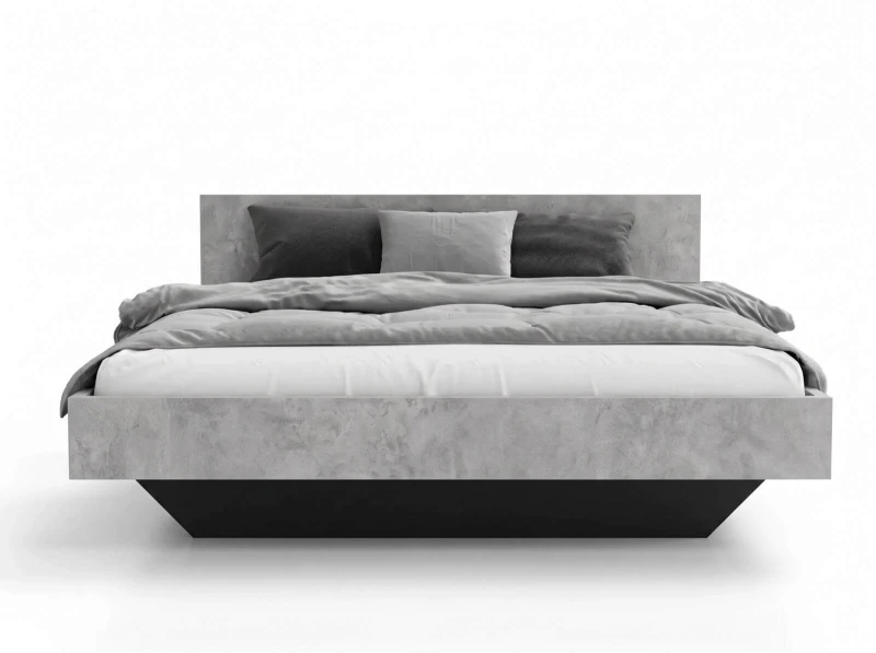 Pat de levitare 160x200 din placa de mobilier DM2 beton + negru
