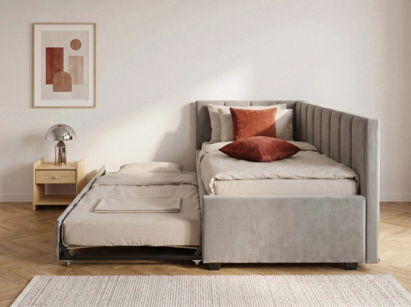 Pat extensibil 90x200 cm pentru adolescenți, 2 locuri de dormit, cu somiere incluse Bluvel 03 Dan