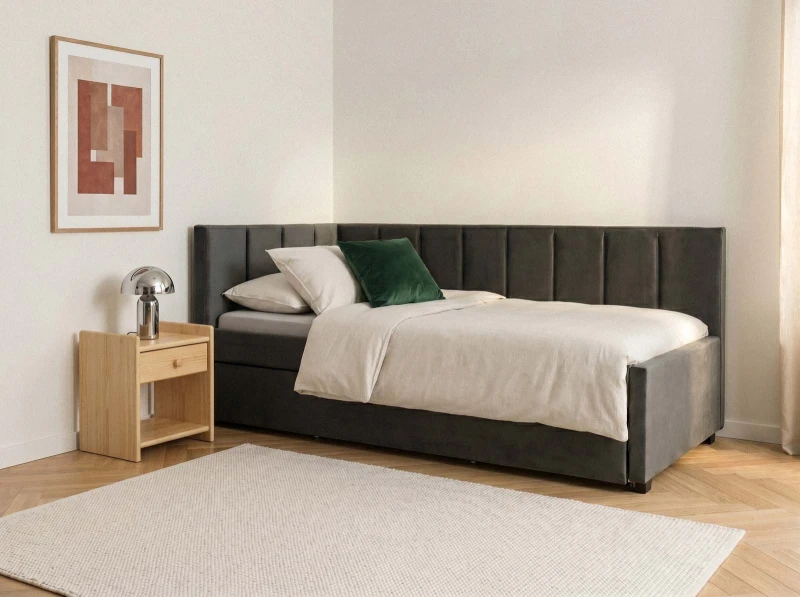 Pat extensibil 90x200 cm pentru adolescenți, 2 locuri de dormit, cu somiere incluse Bluvel 18 Dan