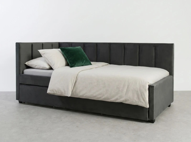 Pat extensibil 90x200 cm pentru adolescenți, 2 locuri de dormit, cu somiere incluse Bluvel 18 Dan