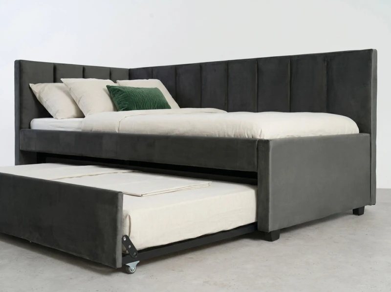 Pat extensibil 90x200 cm pentru adolescenți, 2 locuri de dormit, cu somiere incluse Bluvel 18 Dan