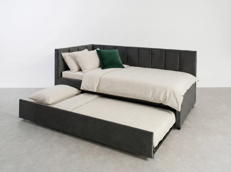 Pat extensibil 90x200 cm pentru adolescenți, 2 locuri de dormit, cu somiere incluse Bluvel 18 Dan