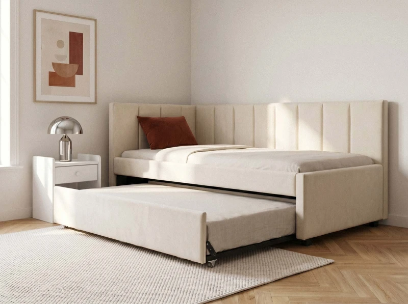 Pat extensibil 90x200 cm pentru adolescenți, 2 locuri de dormit, cu somiere incluse Bluvel 22 Dan