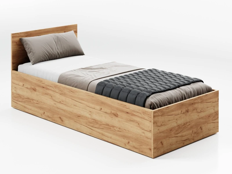 Pat 90x200 cu cadru de ridicare pe cadru metalic DM1, stejar craft