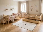 Pat supraetajat din lemn 90x200 cu sertare P4S pin