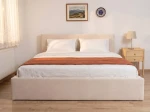 Pat tapițat 120x200 cu ladă de depozitare Tilo Velvet Bej