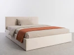 Pat tapițat 120x200 cu ladă de depozitare Tilo Velvet Bej