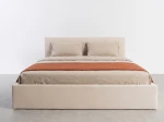 Pat tapițat 120x200 cu ladă de depozitare Tilo Velvet Bej
