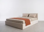 Pat tapițat 120x200 cu ladă de depozitare Tilo Velvet Bej