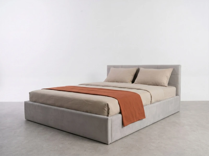 Pat tapițat 160x200 cu ladă de depozitare Tilo Velvet Gri