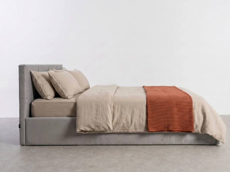 Pat tapițat 160x200 cu ladă de depozitare Tilo Velvet Gri