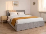 Pat tapițat 140x200 cu ladă de depozitare Tilo Velvet Gri