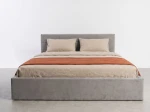 Pat tapițat 140x200 cu ladă de depozitare Tilo Velvet Gri