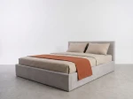 Pat tapițat 140x200 cu ladă de depozitare Tilo Velvet Gri