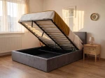 Pat tapițat 120x200 cu ladă de depozitare Tilo Velvet Grafit