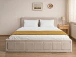 Pat tapițat 160x200 cu ladă de depozitare Rema Velvet Bej