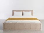 Pat tapițat 140x200 cu ladă de depozitare Rema Velvet Bej