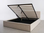 Pat tapițat 120x200 cu ladă de depozitare Rema Velvet Bej