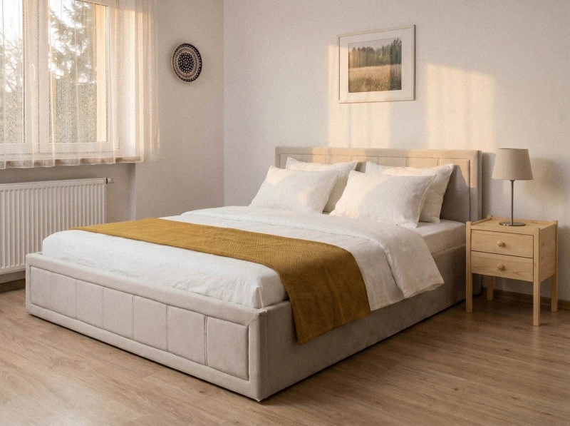 Pat tapițat 160x200 cu ladă de depozitare Rema Velvet Gri