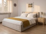 Pat tapițat 140x200 cu ladă de depozitare Rema Velvet Gri