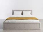 Pat tapițat 140x200 cu ladă de depozitare Rema Velvet Gri