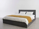 Pat tapițat 140x200 cu ladă de depozitare Rema Velvet Grafit