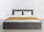 Pat tapițat 120x200 cu ladă de depozitare Rema Velvet Grafit