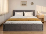 Pat tapițat 180x200 cu ladă de depozitare Rema Velvet Grafit