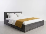 Pat tapițat 180x200 cu ladă de depozitare Rema Velvet Grafit